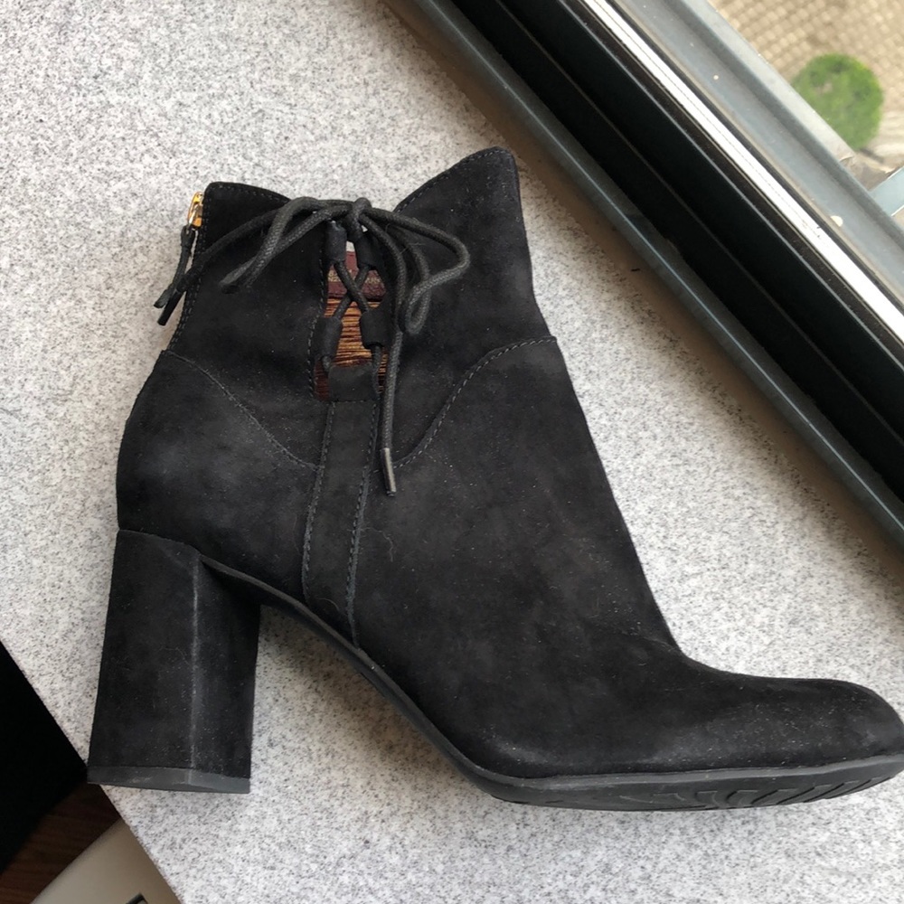 Sexy Suede Booties, Laced Side, Zip-Up, High-Heeled. Stylish & Comfy 8.5/39